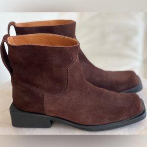 Ganni square toe suede boot